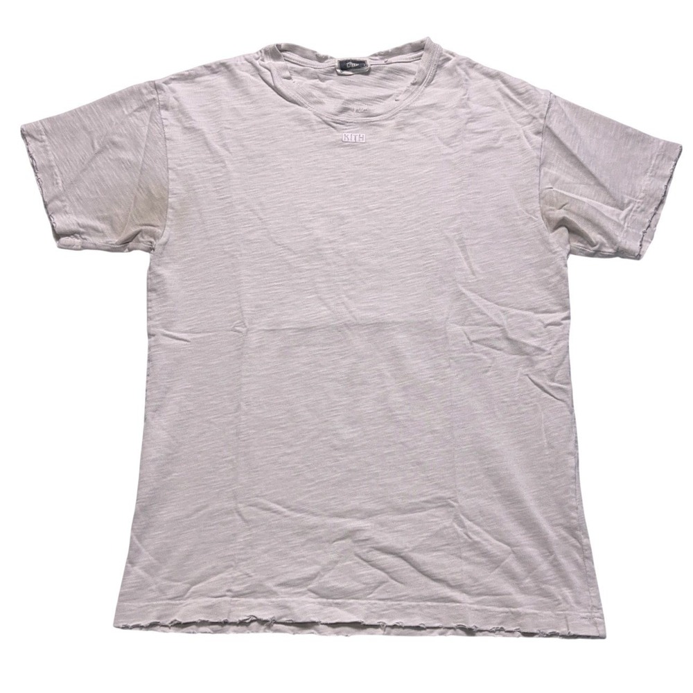 Kith Logo T-Shirt Mens Medium Gray Distressed Faded Y2K‎ Graphic Tee